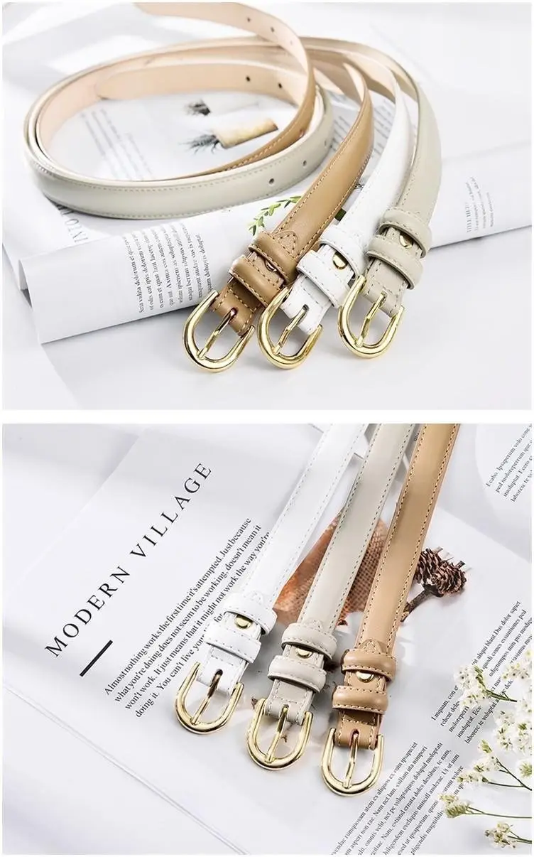 Women's Genuine Leather Belt with Gold Buckle β feature 2
