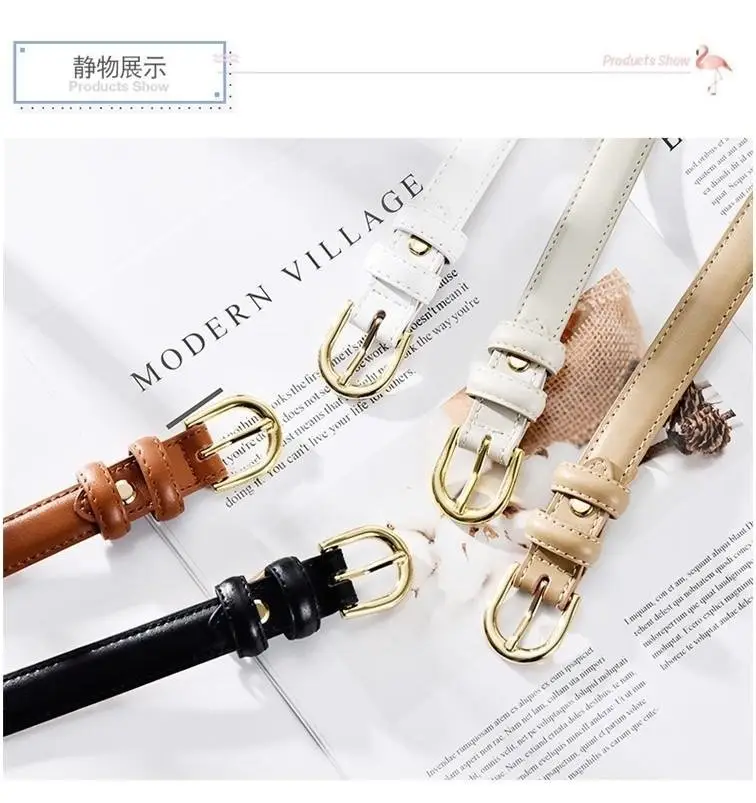 Women's Genuine Leather Belt with Gold Buckle β feature 3