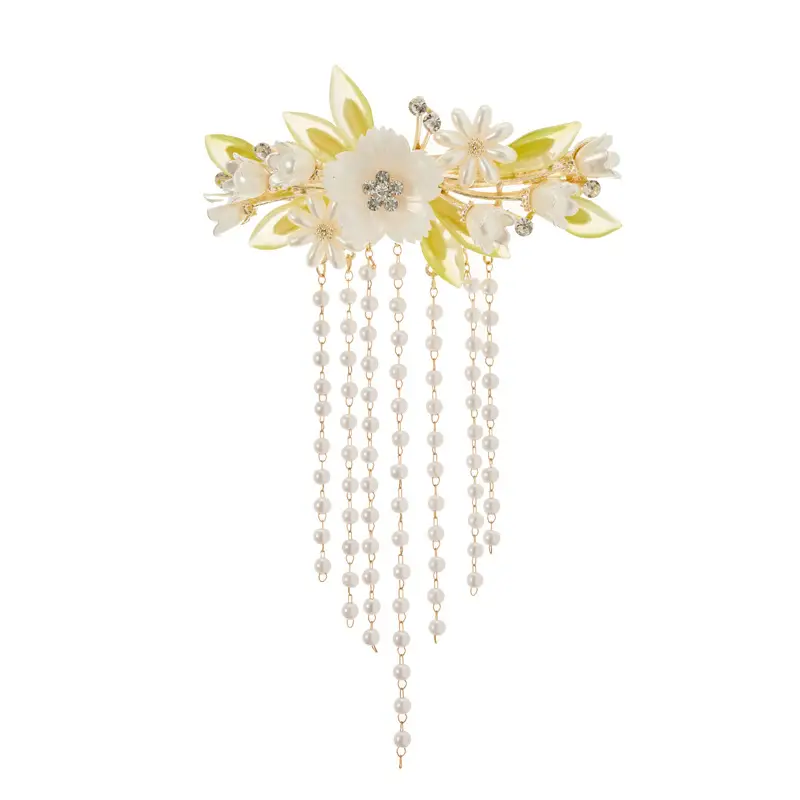 Fairy Lily Pearl Tassel Hairpin New Chinese Style