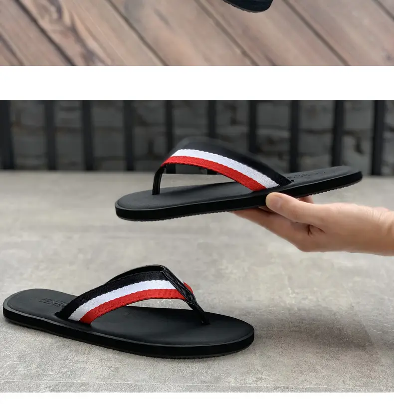 Men's Black Flat Sandals Summer Casual Flip Flops — feature 11