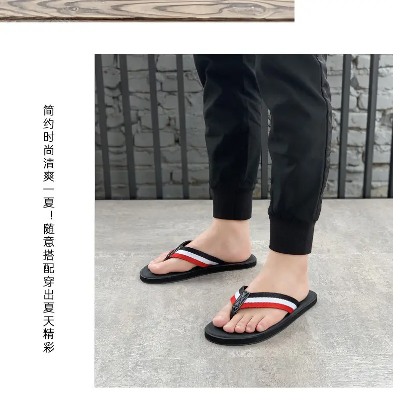 Men's Black Flat Sandals Summer Casual Flip Flops — feature 12
