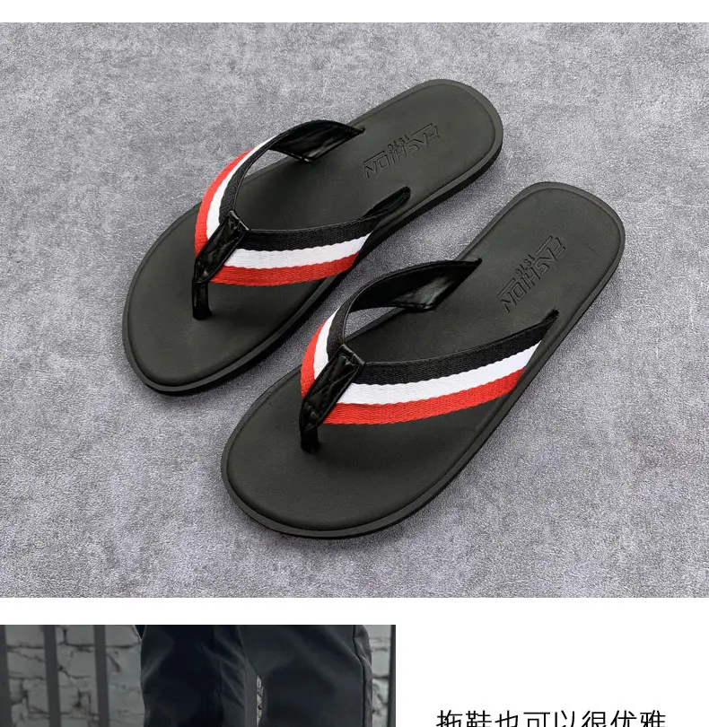 Men's Black Flat Sandals Summer Casual Flip Flops — feature 6