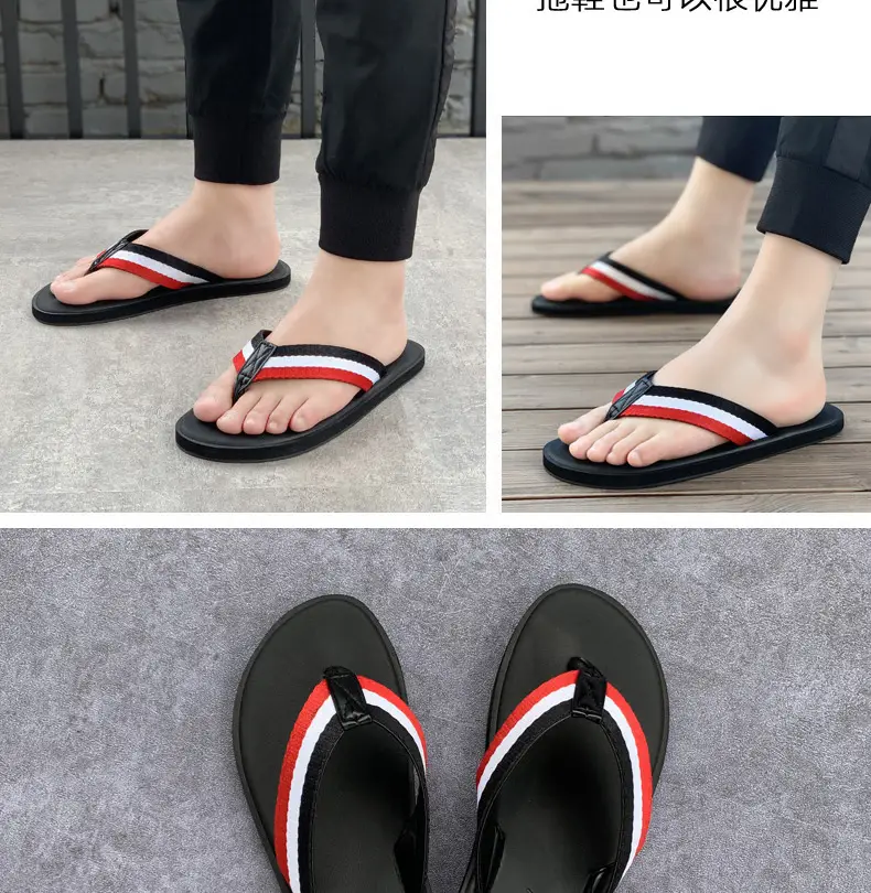 Men's Black Flat Sandals Summer Casual Flip Flops — feature 7
