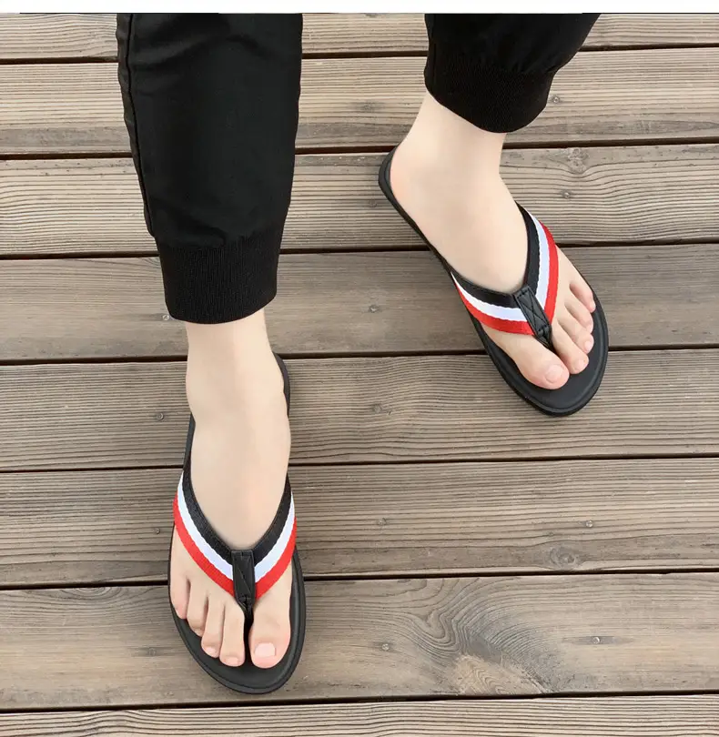 Men's Black Flat Sandals Summer Casual Flip Flops — feature 9