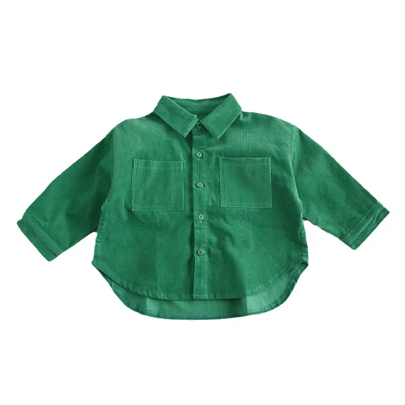Boy's Olive Green Button-Up Shirt with Front Pocket - Image 5