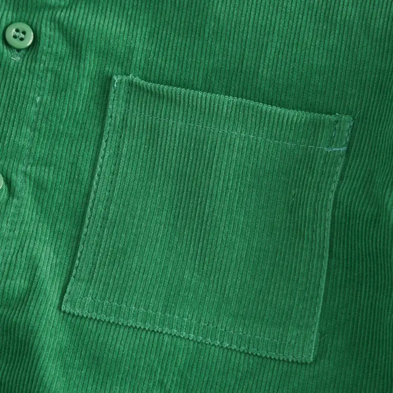 Boy's Olive Green Button-Up Shirt with Front Pocket — feature 10