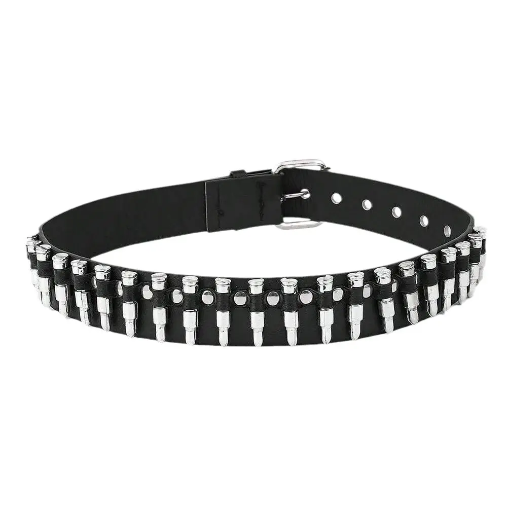 Men's Black Bullet Belt with Buckle & Rivets - Image 3