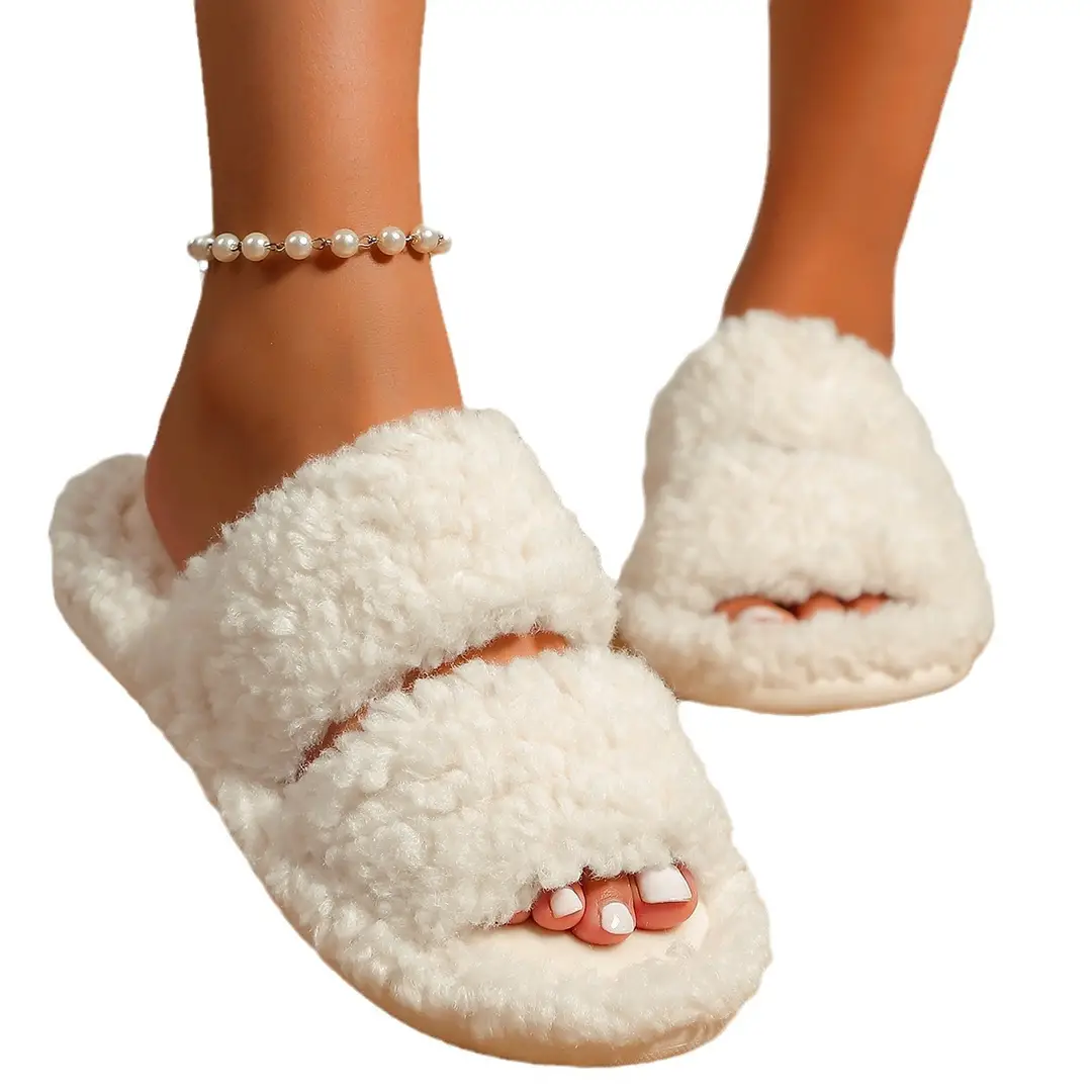 Cotton Slippers for Women's Home Simple Foreign Trade Autumn and Winter Plush Warm Home Indoor Non-Slip Furry Slippers for Women Wholesale - Image 8