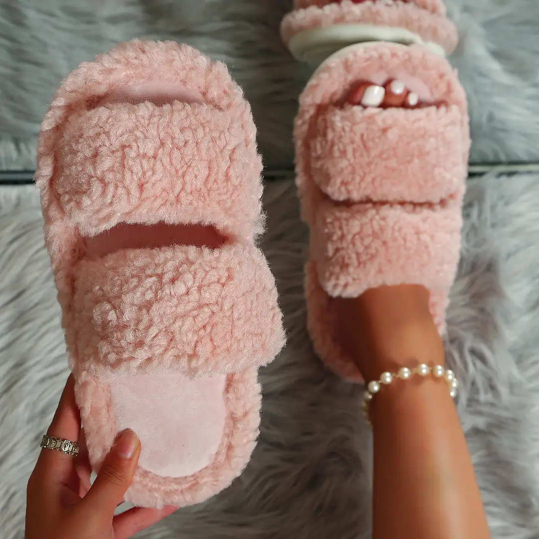 Cotton Slippers for Women's Home Simple Foreign Trade Autumn and Winter Plush Warm Home Indoor Non-Slip Furry Slippers for Women Wholesale - Image 3