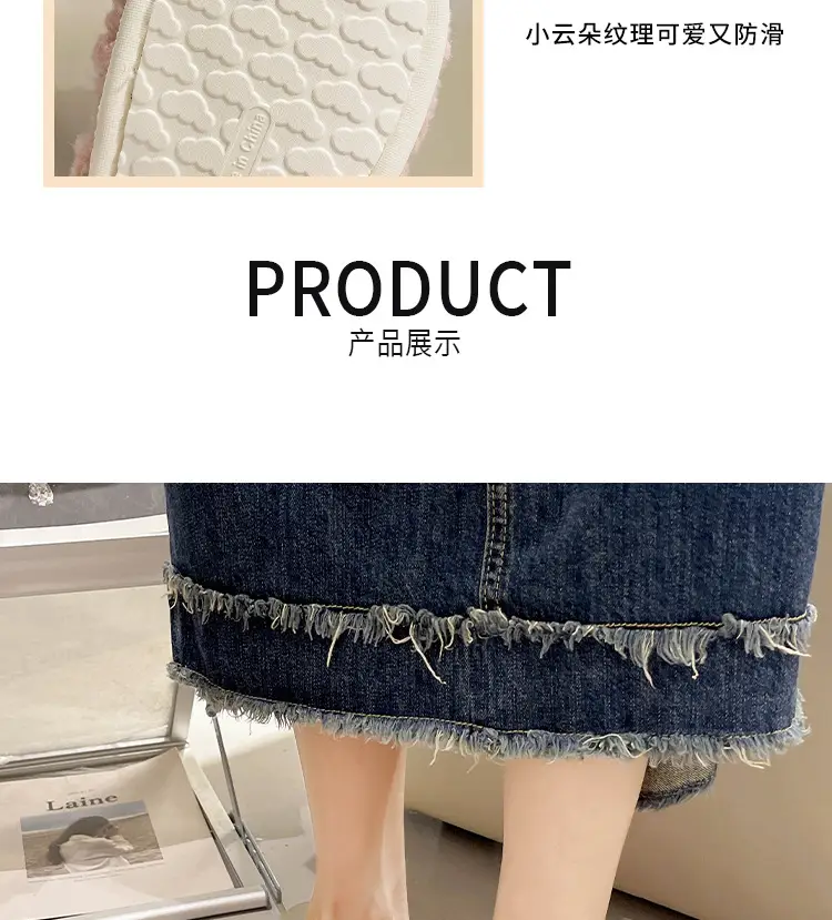 Autumn and Winter plush warm home indoor cotton slippers Women's Home cute one-word non-slip plush slippers women's winter — feature 8