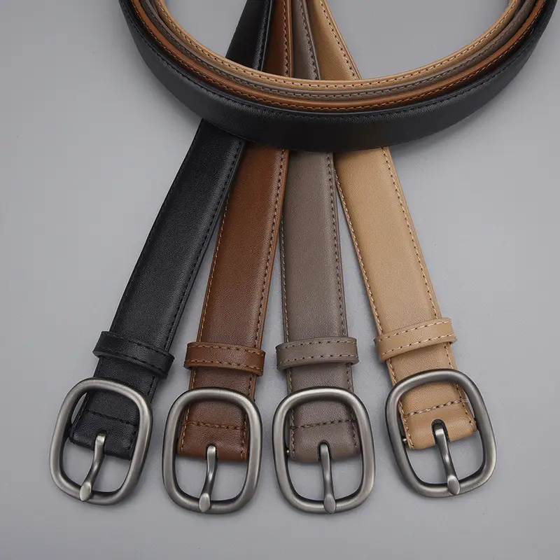 New Genuine Leather Cowhide Belt with Golden Buckle - Image 9