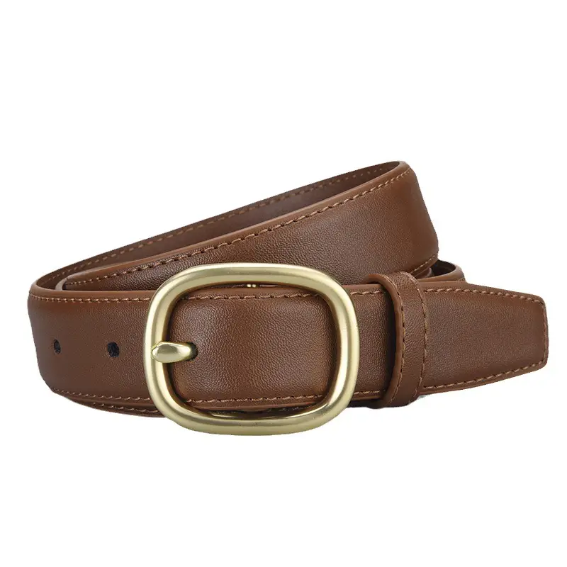 New Genuine Leather Cowhide Belt with Golden Buckle - Image 13