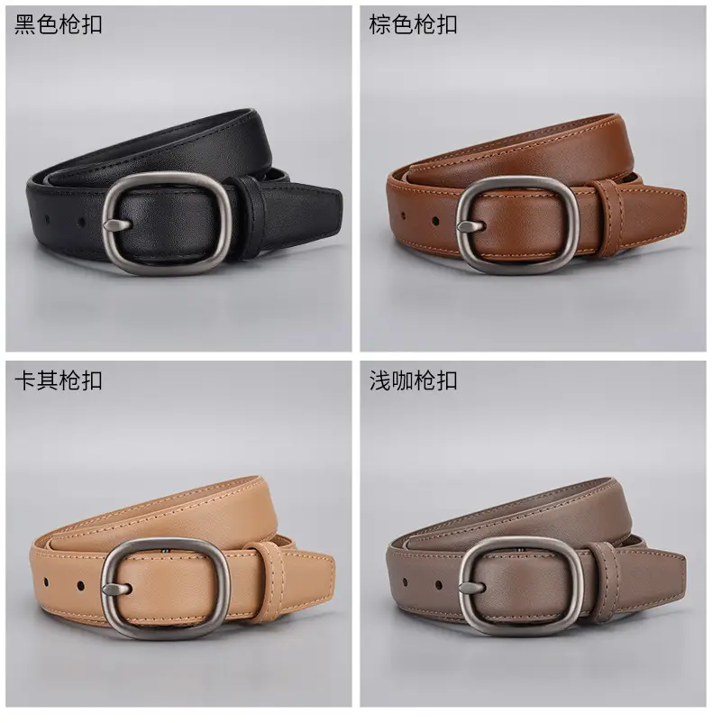 New Genuine Leather Cowhide Belt with Golden Buckle — feature 12
