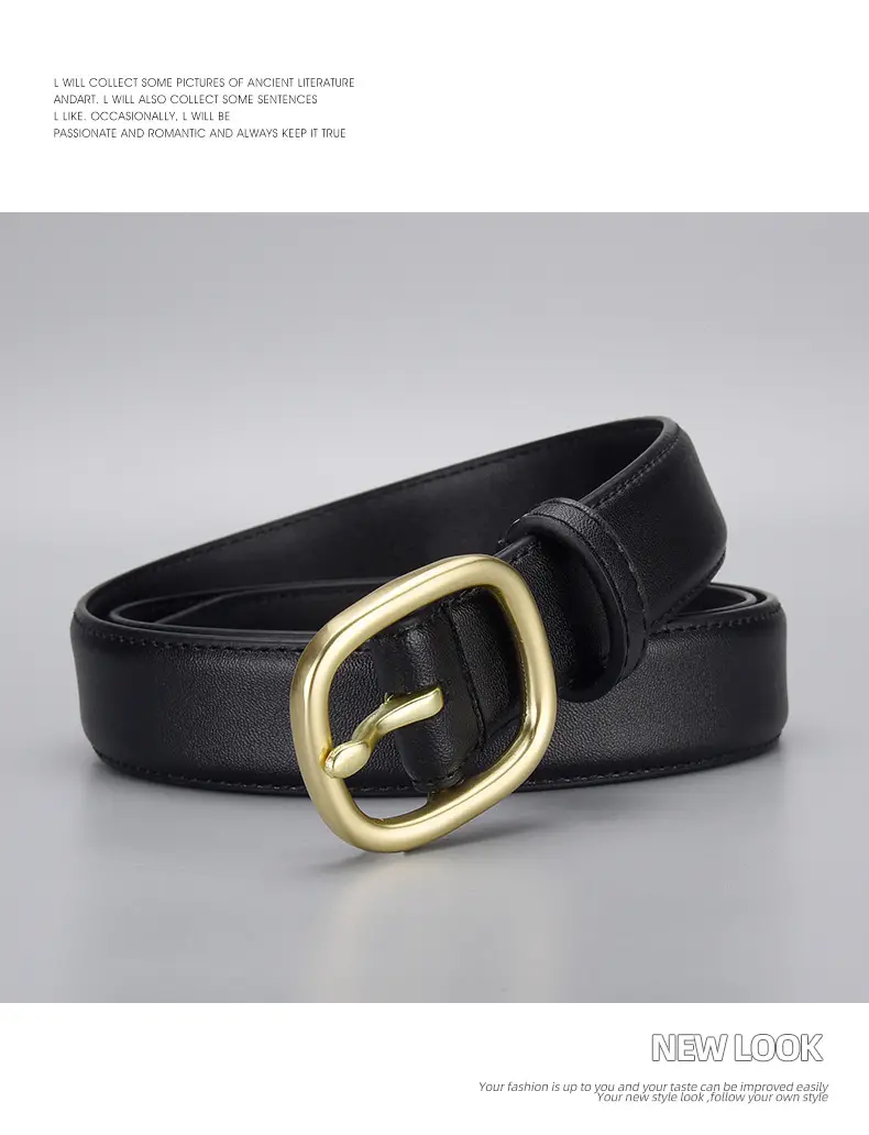 New Genuine Leather Cowhide Belt with Golden Buckle — feature 16