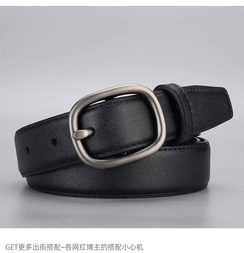 New Genuine Leather Cowhide Belt with Golden Buckle — feature 17