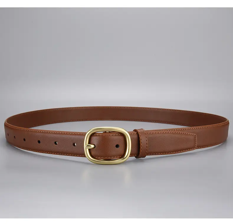 New Genuine Leather Cowhide Belt with Golden Buckle — feature 18