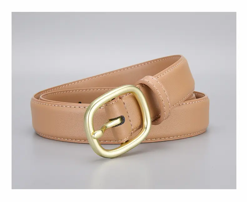 New Genuine Leather Cowhide Belt with Golden Buckle — feature 20