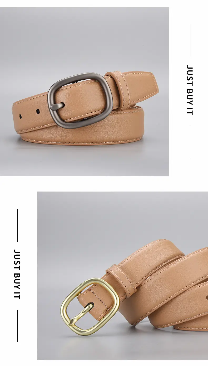 New Genuine Leather Cowhide Belt with Golden Buckle — feature 21