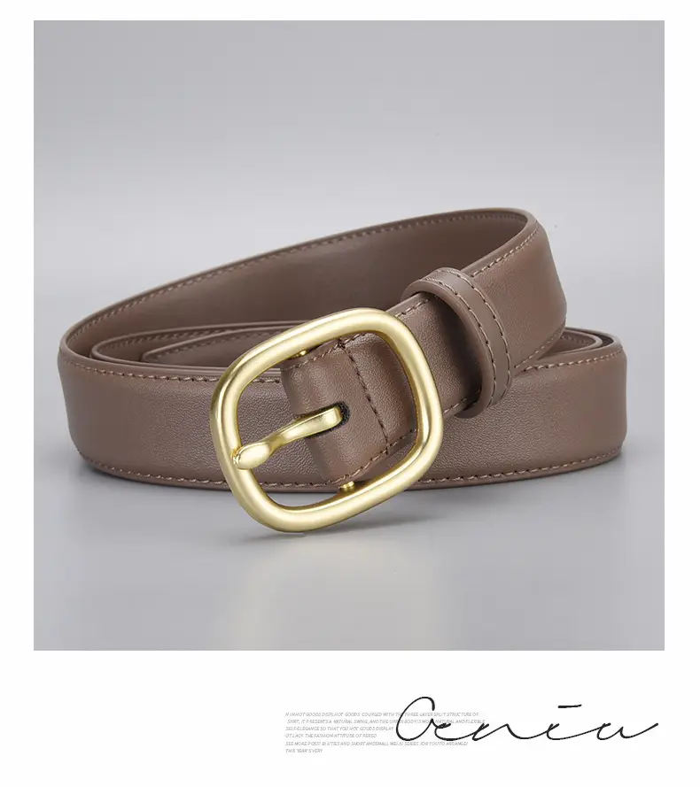New Genuine Leather Cowhide Belt with Golden Buckle — feature 22