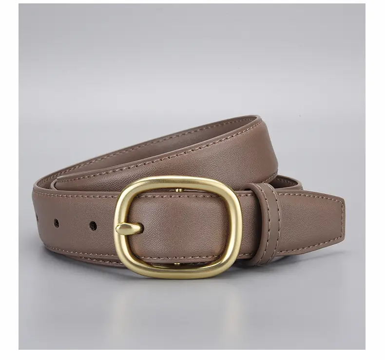 New Genuine Leather Cowhide Belt with Golden Buckle — feature 23