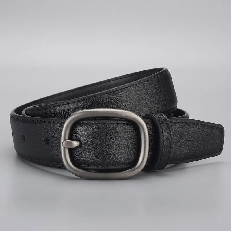 New Genuine Leather Cowhide Belt with Golden Buckle - Image 5