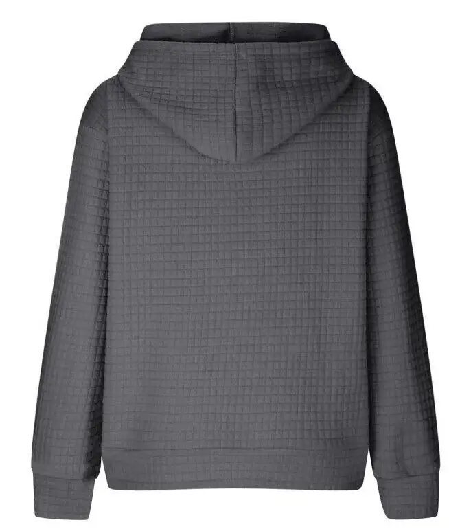 Women Waffle Hoodie Maroon Long Sleeve Winter Coat — feature 5