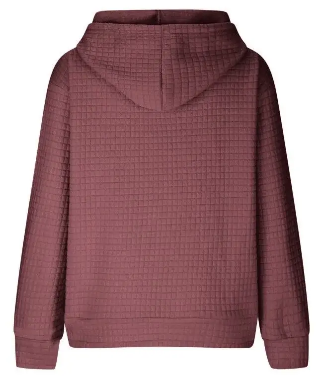 Women Waffle Hoodie Maroon Long Sleeve Winter Coat — feature 9