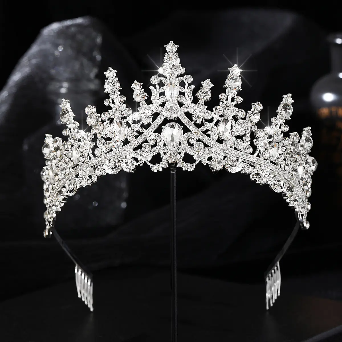 Gold Crystal Bridal Crown Hair Accessory for Weddings & Parties - Image 21