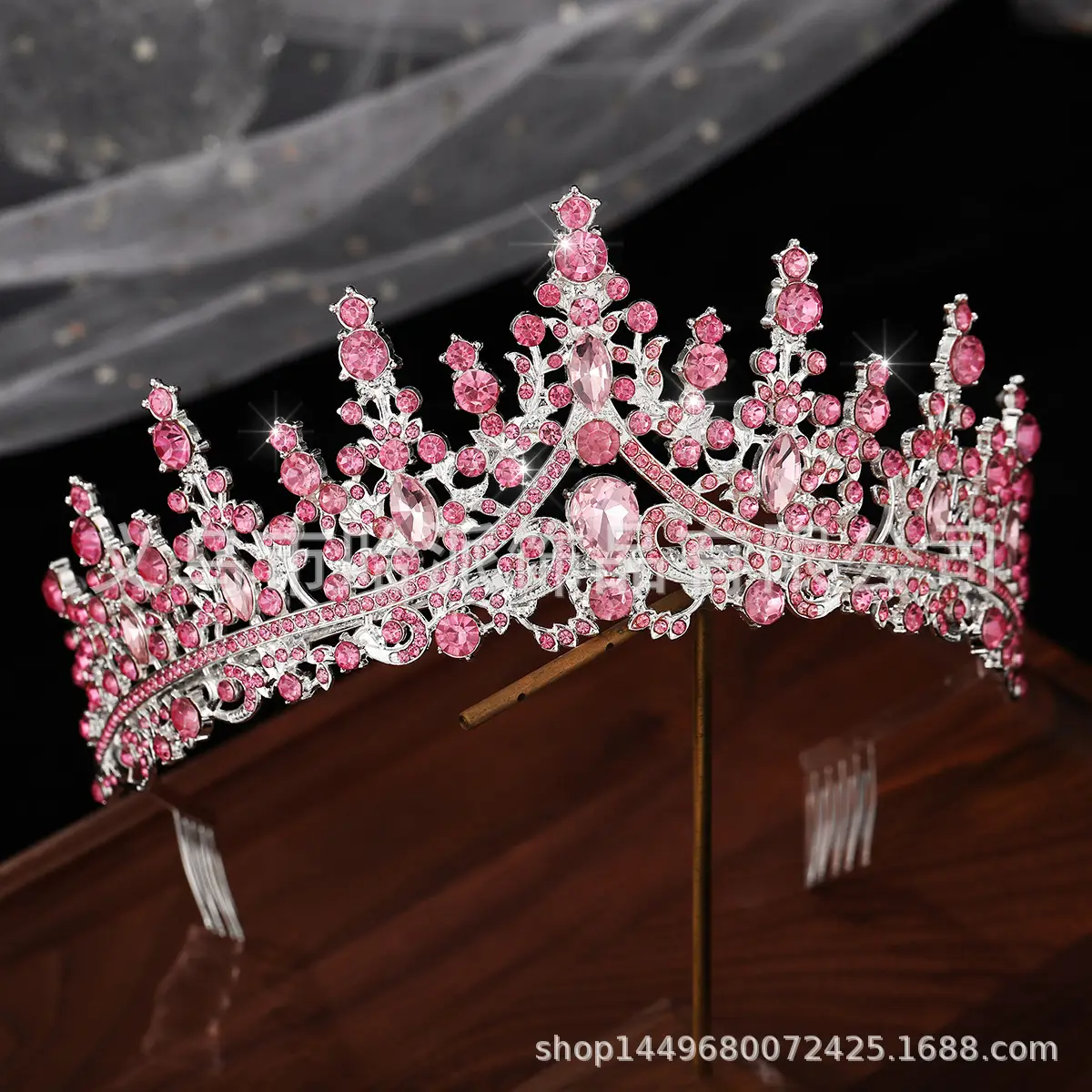Gold Crystal Bridal Crown Hair Accessory for Weddings & Parties — feature 11