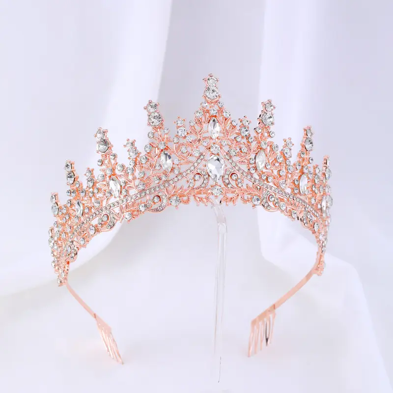 Gold Crystal Bridal Crown Hair Accessory for Weddings & Parties — feature 2