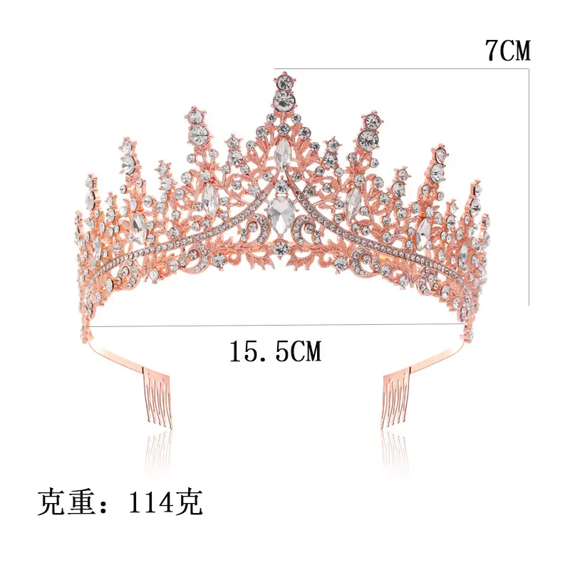 Gold Crystal Bridal Crown Hair Accessory for Weddings & Parties — feature 3