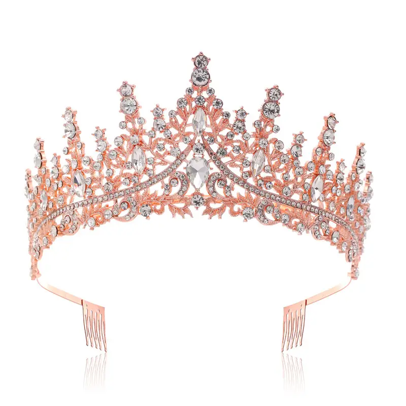 Gold Crystal Bridal Crown Hair Accessory for Weddings & Parties — feature 4