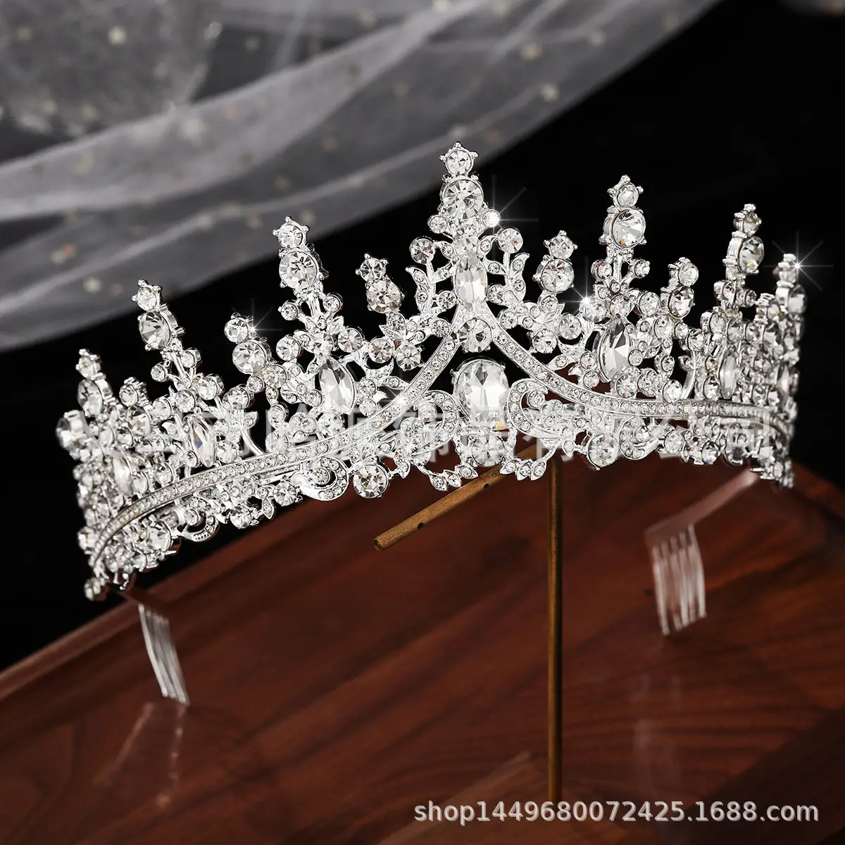 Gold Crystal Bridal Crown Hair Accessory for Weddings & Parties — feature 8