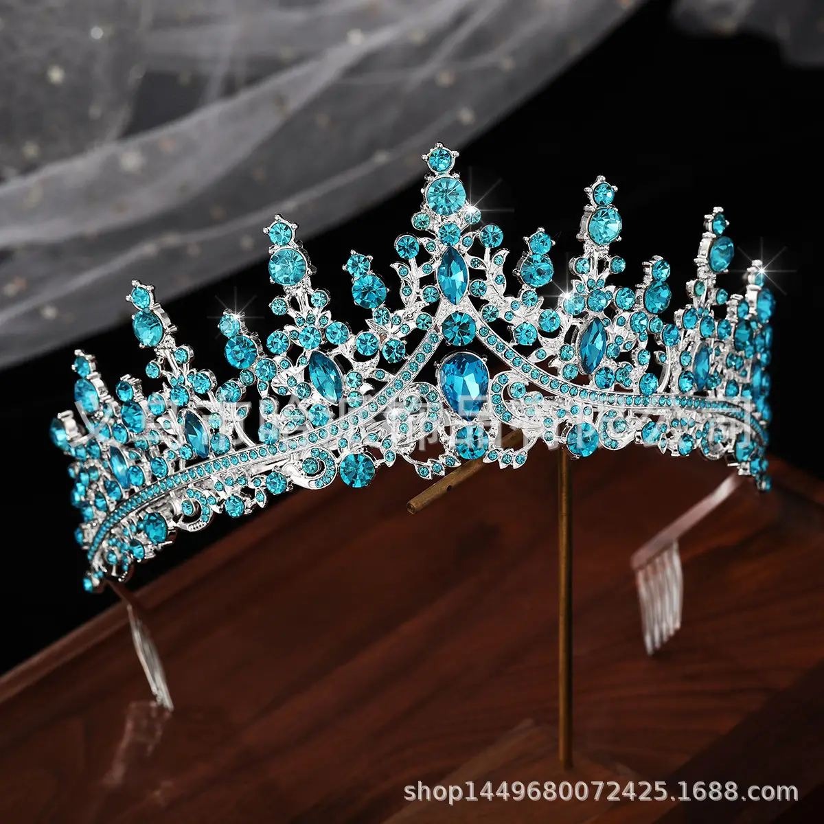 Gold Crystal Bridal Crown Hair Accessory for Weddings & Parties — feature 9