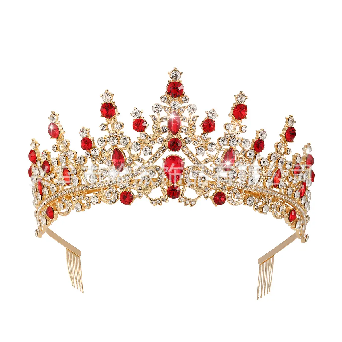 Gold Crystal Bridal Crown Hair Accessory for Weddings & Parties - Image 10