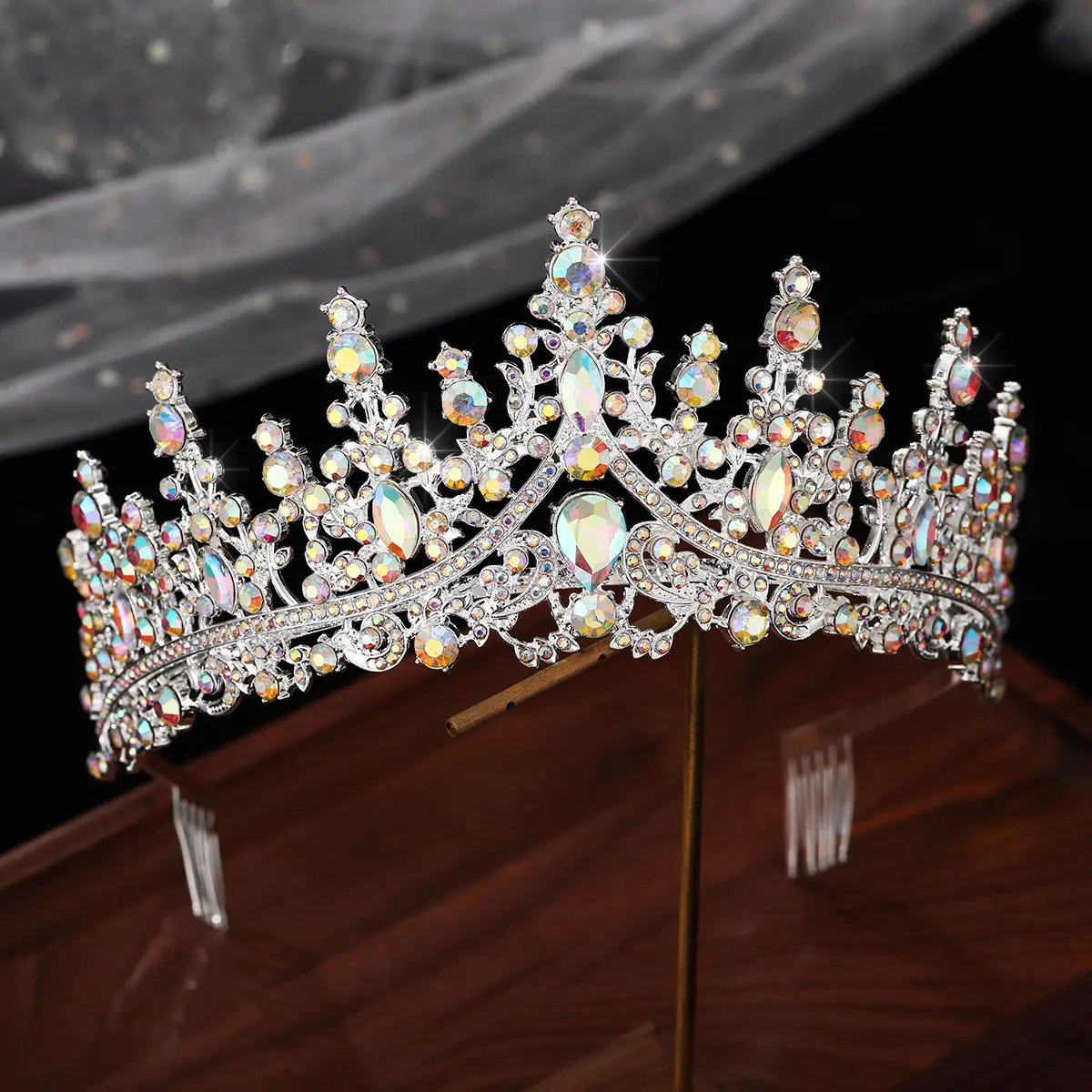 Gold Crystal Bridal Crown Hair Accessory for Weddings & Parties - Image 12