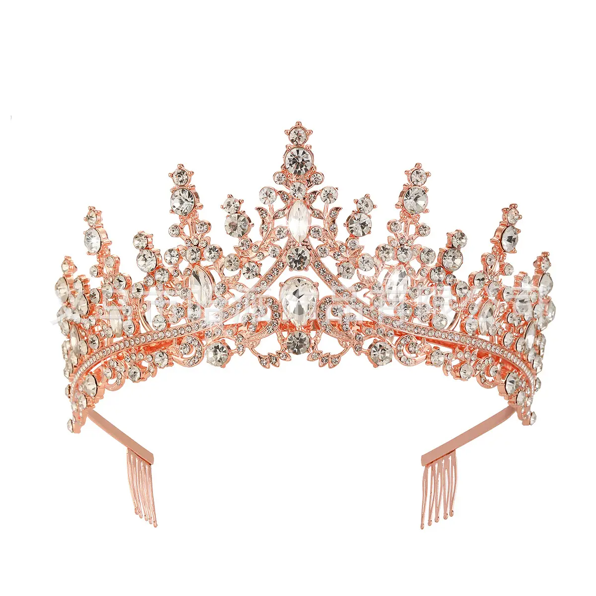 Gold Crystal Bridal Crown Hair Accessory for Weddings & Parties - Image 15