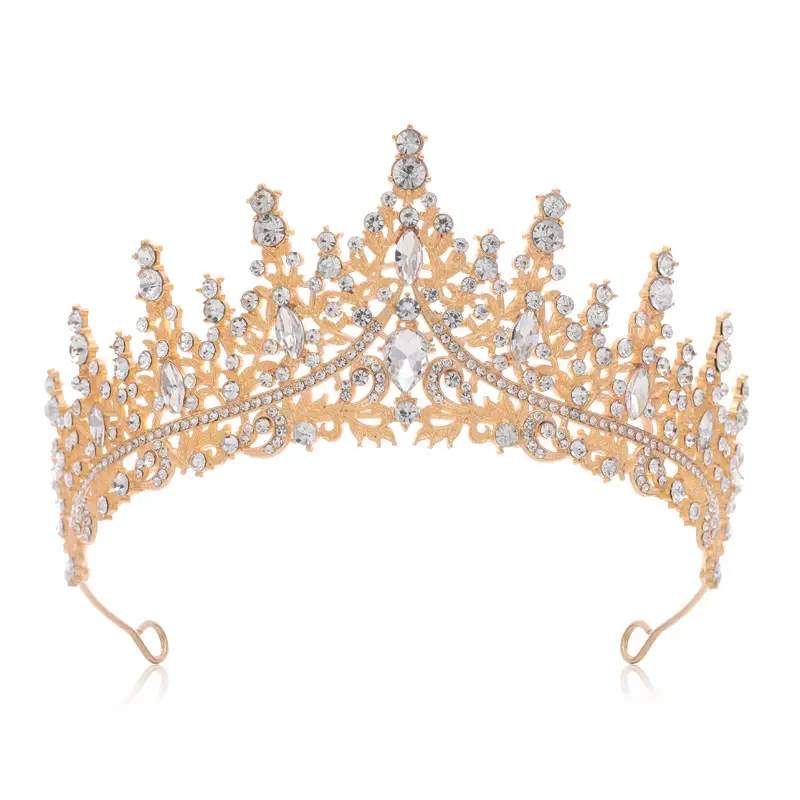 Gold Crystal Bridal Crown Hair Accessory for Weddings & Parties - Image 17