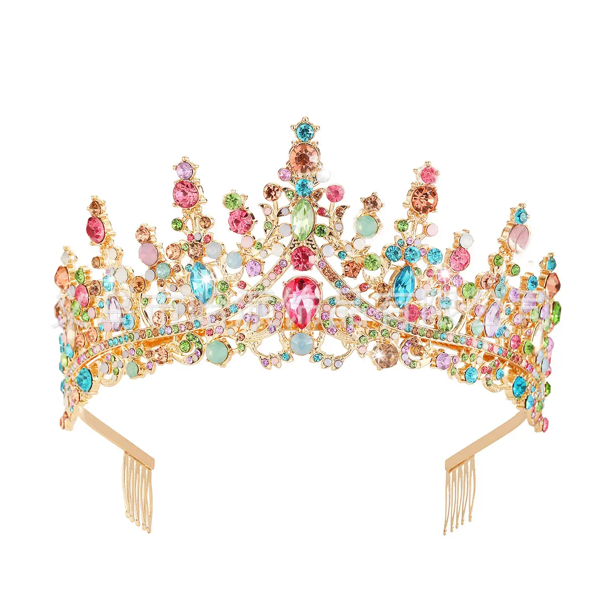 Gold Crystal Bridal Crown Hair Accessory for Weddings & Parties - Image 7