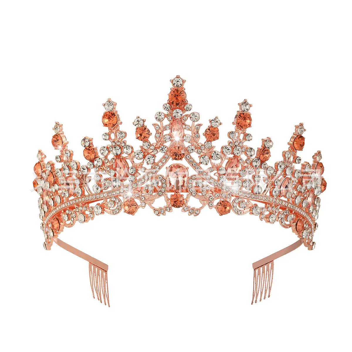 Gold Crystal Bridal Crown Hair Accessory for Weddings & Parties - Image 8