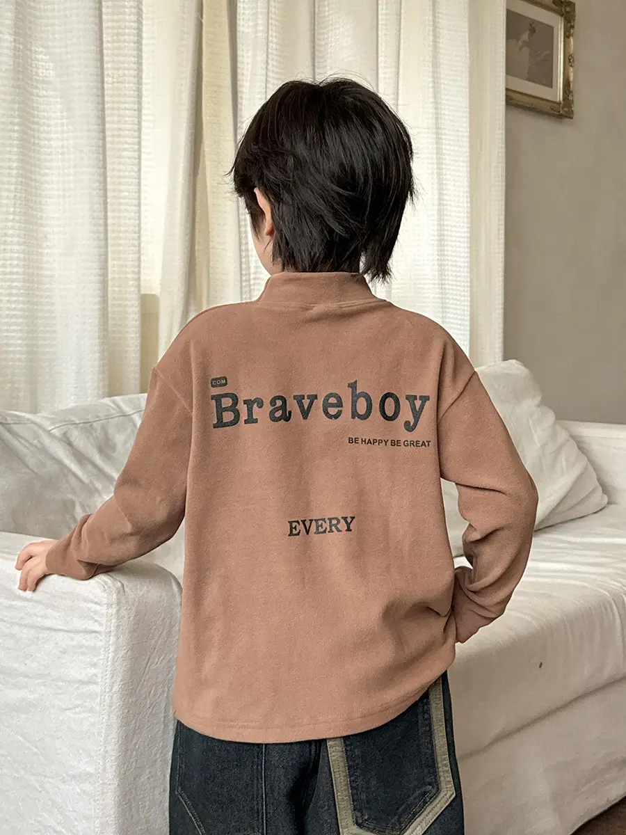 2025 Boys Thermal Base Layer Shirt Korean Style Long Sleeve