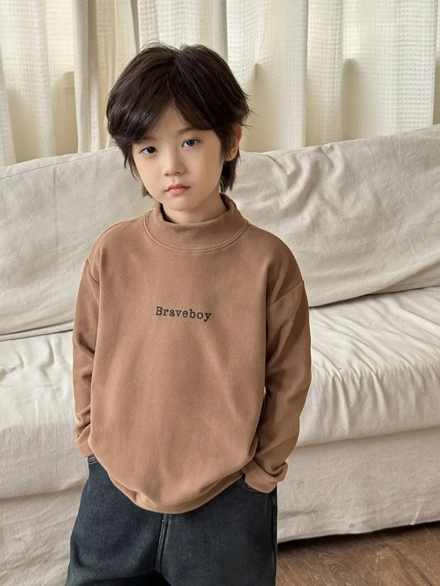 2025 Boys Thermal Base Layer Shirt Korean Style Long Sleeve