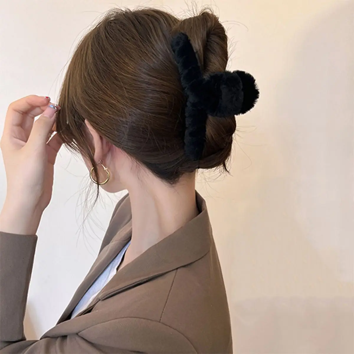 B1# black large plush clip (13CM)