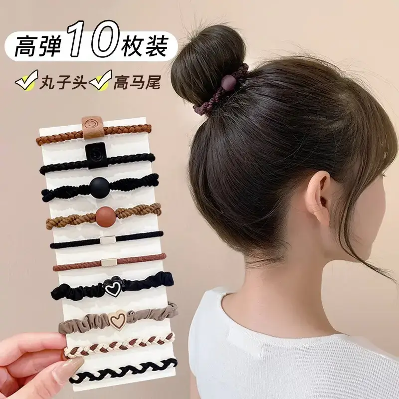 Black Heart Elastic Hair Ties for Women - Image 10