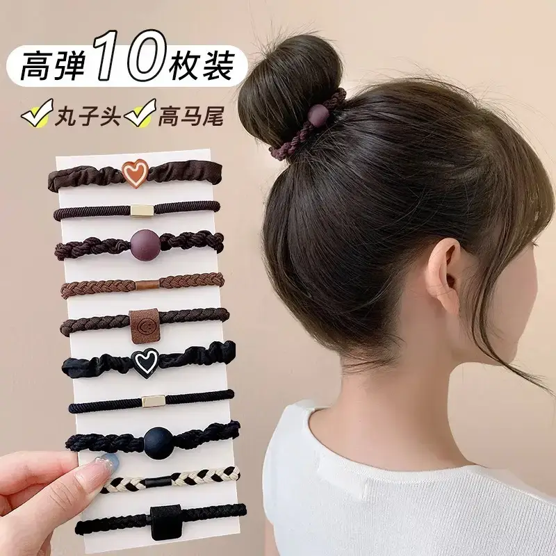 Black Heart Elastic Hair Ties for Women - Image 11