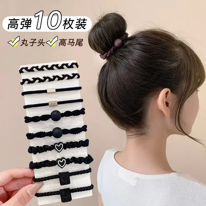 Black Heart Elastic Hair Ties for Women - Image 12