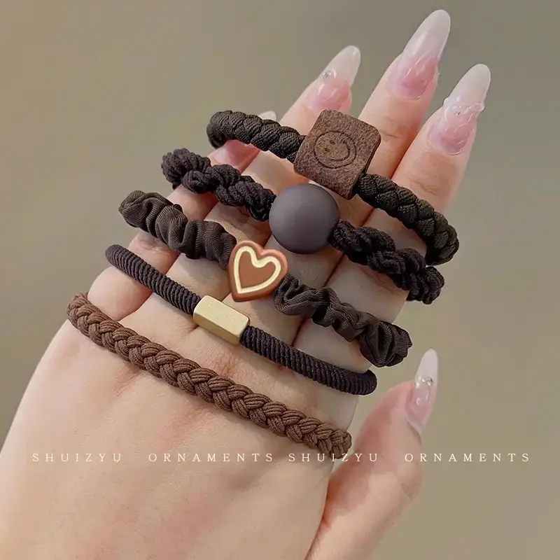 Black Heart Elastic Hair Ties for Women - Image 5