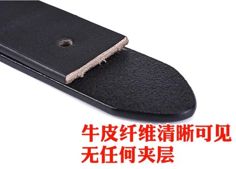 Women Genuine Leather Belt with Pin Buckle Brown — feature 4