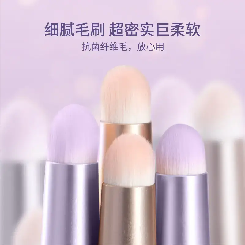 Mini Round Head Lipstick Brush with Lid Portable Makeup Brush - Image 13