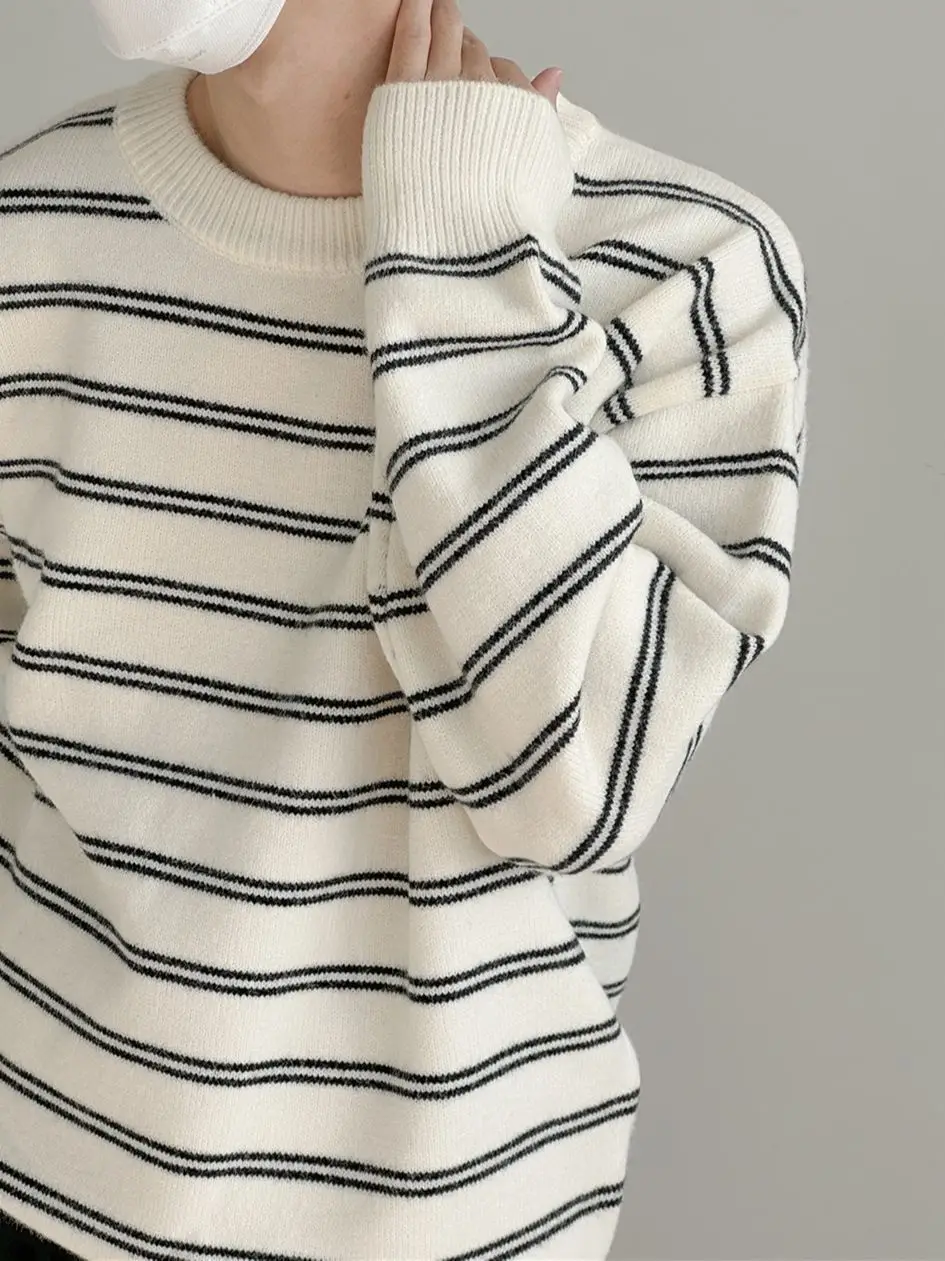 Korean Style Striped Crewneck Sweater for Boys - Image 5